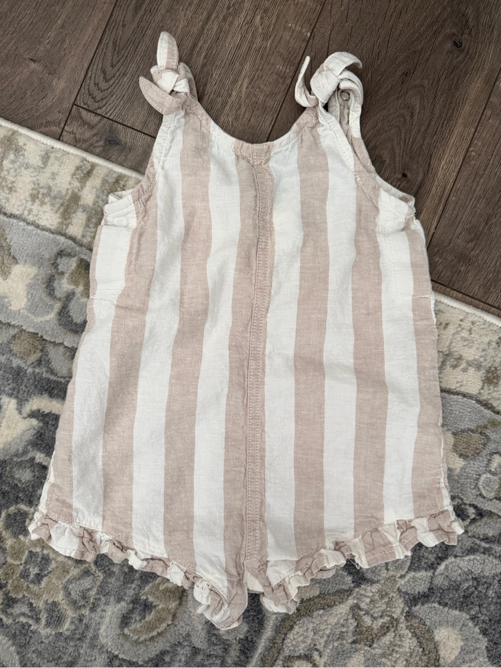 Little Co. by Lauren Conrad Striped Tan & Ivory Tie-Shoulder Toddler Girl Romper